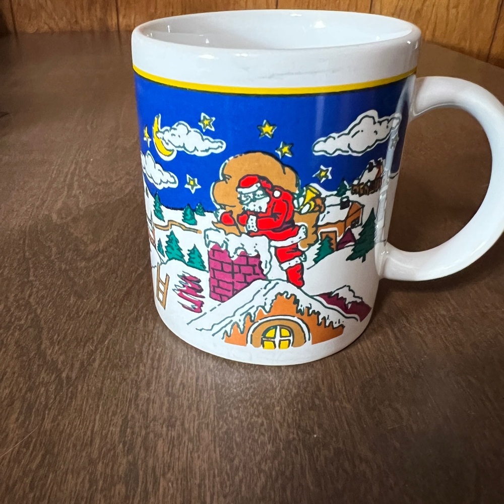 Riviera Van Beers Xmas Scenes Christmas Coffee Mug Santa Down Chimney Vintage